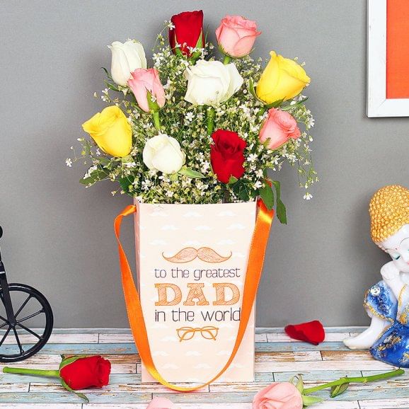 Bouquet of Roses and Cake Combo for Dad