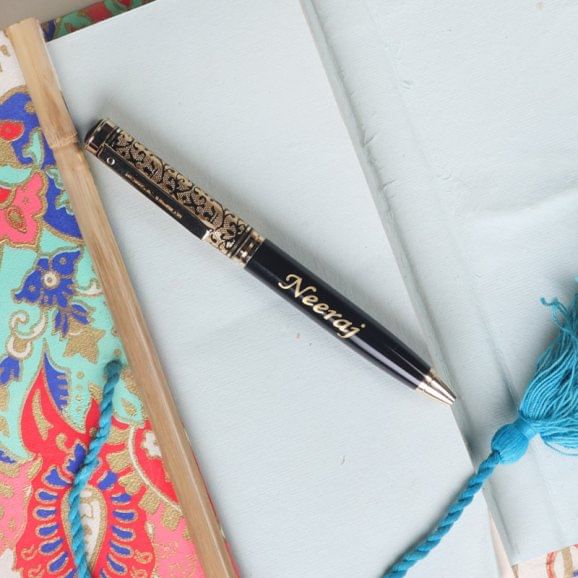 Golden Black Personalised Pen - Birthday Gift For Husband