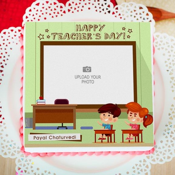 Teachers Day Photo Cake - Top View