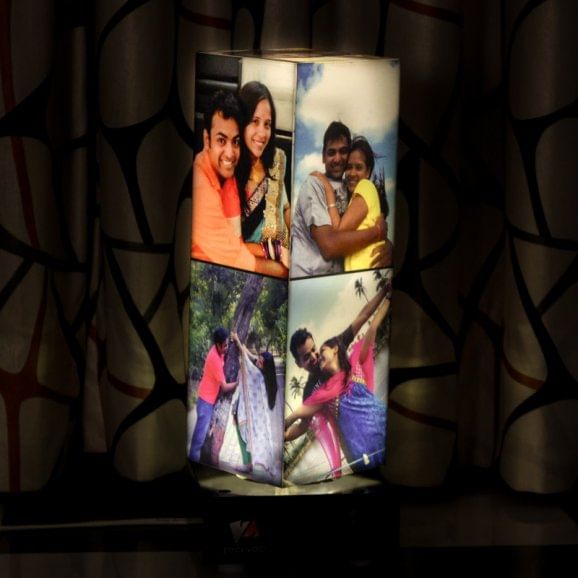 Personalised Pillar Rotating Photo Lamp