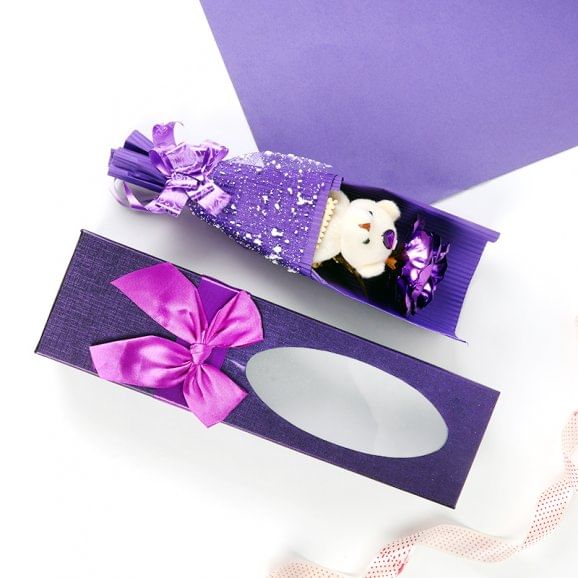 Purple Rose Teddy Bouquet