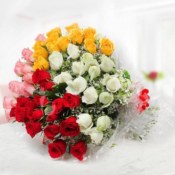 50 Multicolor Roses Bouquet
