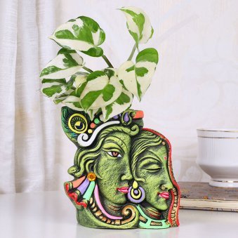 Pothos In Radhe Krishna Designer Vase