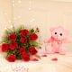 Red White Romance - 6 Inch Teddy with Bunch of 10 Red Roses