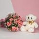 Crazy For Pink And You - Bunch of 12 pink roses and a 12 inch teddy