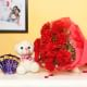 You are my Passion:Teddy bear with flowers and chocolate