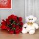 Valentines Flower & Teddy with Love Messages: Valentine Flower Delivery