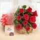 10 Red Roses with Roli Chawal