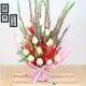10 White Roses and 10 Red Glads