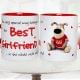White and Red Duotone Best Girlfriend Mug with Both Sided View