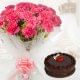 Combo of 10 Lovely Pink Carnation with Half Kg Chocolate Cake