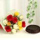 Sweet Gesture - 12 mix roses bunch with half kg cake