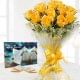 Yellow Roses Bunch and Kaju Katli