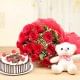 Lady Charmers - Combo of Red Roses with Cake and Teddy