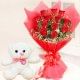 Affectionate Love - 6 Inch Teddy with Bouquet of 12 Red Roses