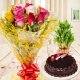 Blissful Gift Combo of half kg chocolate truffle cake and 3 layer lucky bamboo