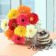 Chocolate Chip Jar Cake with Mixed Gerberas Bunch
