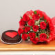 Bunch of Red Roses and Chocolate Cake