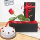 Cake And Rose Combo - Single Red Rose with 500gm Pineapple Cake