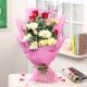 Carnation Rosey - 16 Mixed Flower Bouquet in Pink Packaging