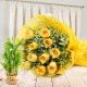Felicitous Gift Combo - A gift hamper of 12 yellow roses bunch and a 2 tier lucky bamboo