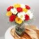 Flamboyant Sunflower Vase - 16 Mixed Gerberas in Glass Vase