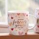 Forever Yours Mug with Printed Hearts in Closed View