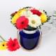 Graceful Gerbera Blue Vase