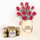 Hbd Roses N Ferrero Rocher Combo - Bunch of 12 Red Roses with Birthday Flower Box and Pack of 16 Ferrero Rochers