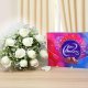 Perfect Celebrations - A gift hamper of 10 white roses and chocolates