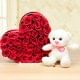 Loads of Hearts - Combo of 6 inches teddy and heart shaped 35 roses bouquet