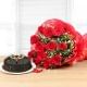 Sweet Sin Combo - A bunch of 12 Red Roses and a half kg chocolate cake on Valentine Day
