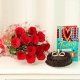 Roses Bunch with Greeting Card and Cake Combo
