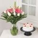 Mixed Flowers And Cake Combo