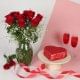 Red Velvet Cake N Roses Arrangement