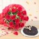 Royal Red Love - Combo of 12 Red Roses Bunch and Half kg Chocolate Cake