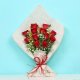 12 Red Roses Bouquet in White Jute Packing