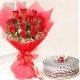 The Butterscotch Rose - Bunch of 12 Red Roses with 500gm Butterscotch Cake