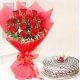 The Butterscotch Rose - Bunch of 12 Red Roses with 500gm Butterscotch Cake