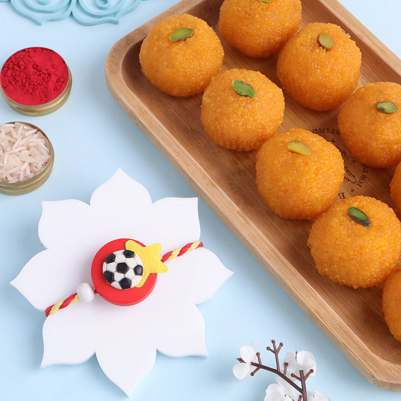Stylish Car Rakhi With Ladoos