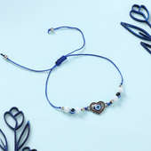 Stylish Heart Shape Evill Eye Bracelet Rakhi