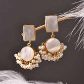 Rectangular Pearl Earrings - Rakhi Gift For Sister