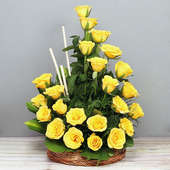 Yellow Roses Arrangement in a Basket