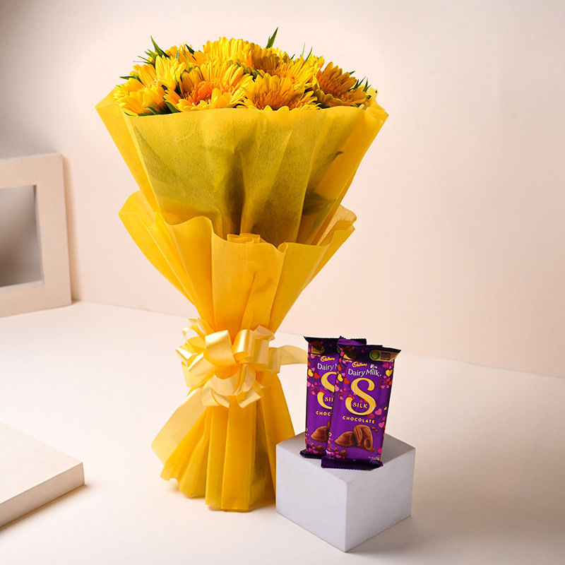 Sunkissed Gerberas With Chocolates