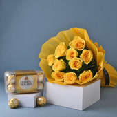 Sunkissed Rose Bouquet With Chocolates