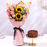 Sunlit Blush Bouquet N Choco Bento Cake