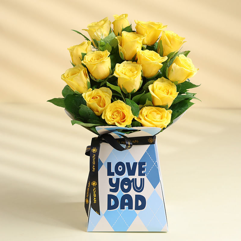 Sunlit Love In Yellow Roses For Dad