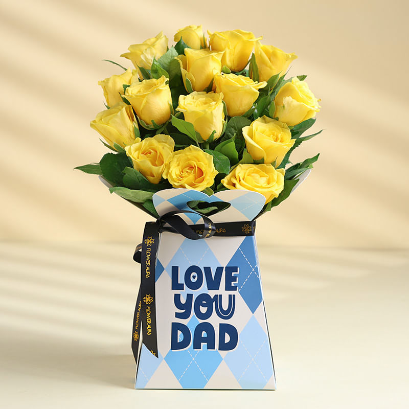 Sunlit Love In Yellow Roses For Dad