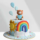 Sunny Bear With Rainbow Fondant Cake