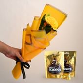 Sunny Yellow Rose With Chocolates